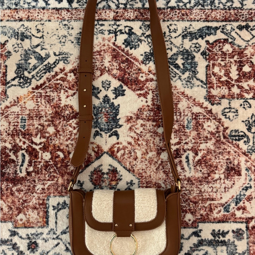 SOLD: Anthropology Brown and Cream Sherpa Women's Bag